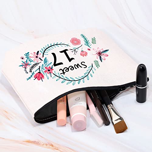 MBMSO Sweet 17 Makeup Bag Happy 17th Birthday Gift Bag 17 Year Old Girl Gifts Inspirational Gifts always Remember You are Braver than You Believe (Sweet 17) - Image 5