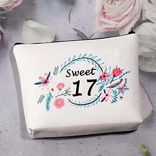 MBMSO Sweet 17 Makeup Bag Happy 17th Birthday Gift Bag 17 Year Old Girl Gifts Inspirational Gifts always Remember You are Braver than You Believe (Sweet 17) - Image 3