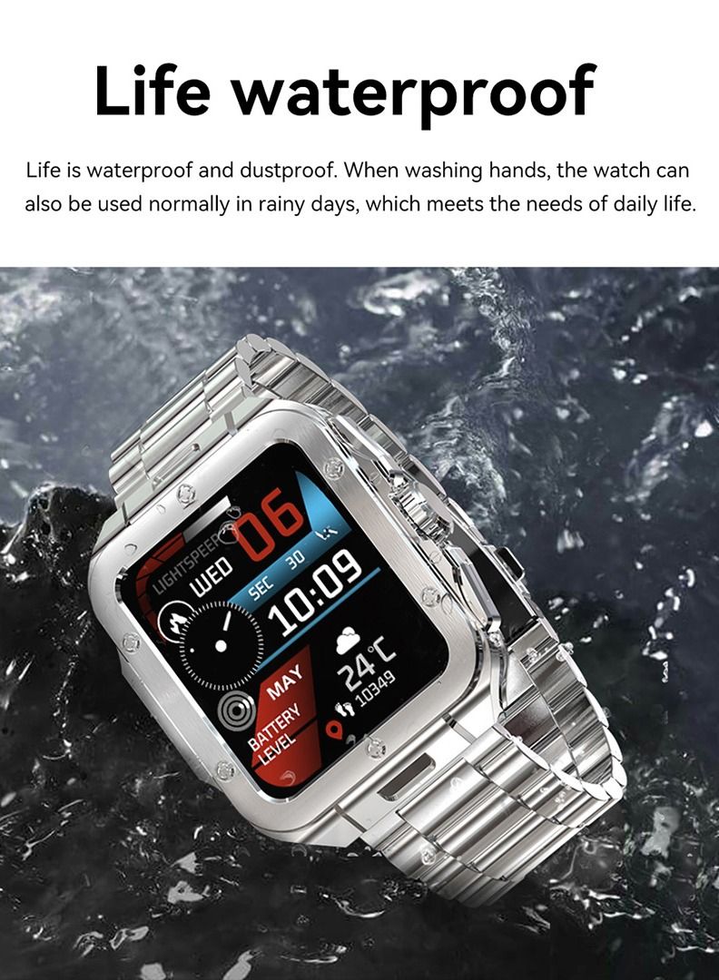 RollsTimi  Men's Smartwatch Waterproof Stainless Steel Tonneau Smart Watch for Women Sports Fitness Tracker, Heart Rate Monitoring, Bluetooth Call - Image 3