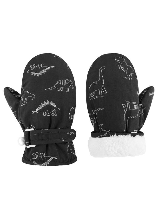 Fynnsure Toddler Mittnes Lined Fleece Snow Gloves for Boys Girls Winter Kids Gloves Baby Mittens Black 4-6 Years - Image 1