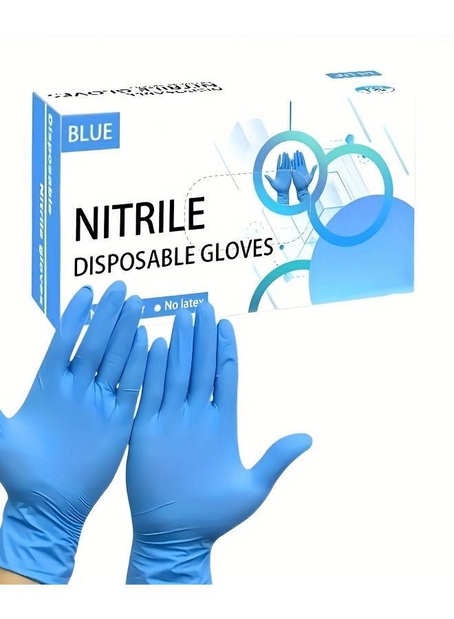 Blue XL Disposable Nitrile Gloves Latex Free Durable Lightweight for Household Cleaning Nail Art Tattoo - Image 2