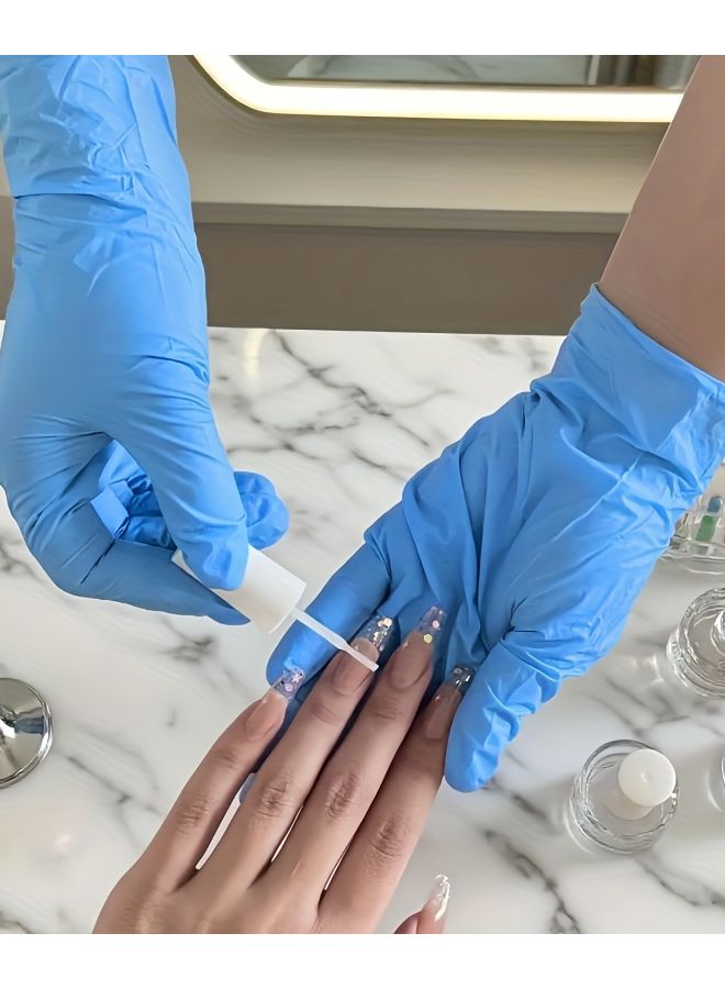 Blue XL Disposable Nitrile Gloves Latex Free Durable Lightweight for Household Cleaning Nail Art Tattoo - Image 3