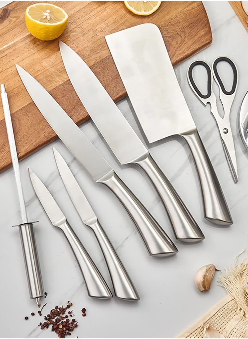 HausRoland 9 Pieces Kitchen Knife Set with Spinning Block, High Carbon Stainless Steel Blades, Knives For Steak, Bread, Vegetables and more, Includes Knife Sharpener  - Image 3