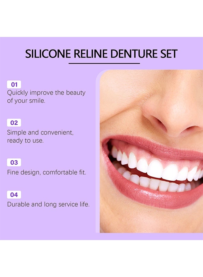 ORALHOE Silicone Reline Denture Set, Denture Silicone Reline Kit For Dentures, Soft Denture Reline Kit For Men And Women, Complete Teeth Veneer Kit, Unisex Denture Reline Kit Is Suitable For Securing Upper And Lower Dentures - Image 4