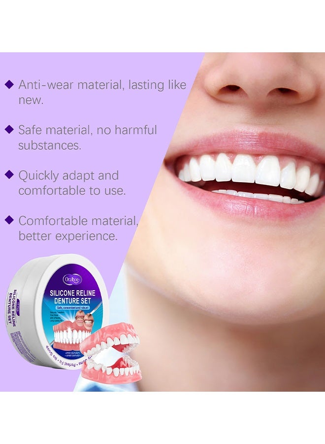 ORALHOE Silicone Reline Denture Set, Denture Silicone Reline Kit For Dentures, Soft Denture Reline Kit For Men And Women, Complete Teeth Veneer Kit, Unisex Denture Reline Kit Is Suitable For Securing Upper And Lower Dentures - Image 3