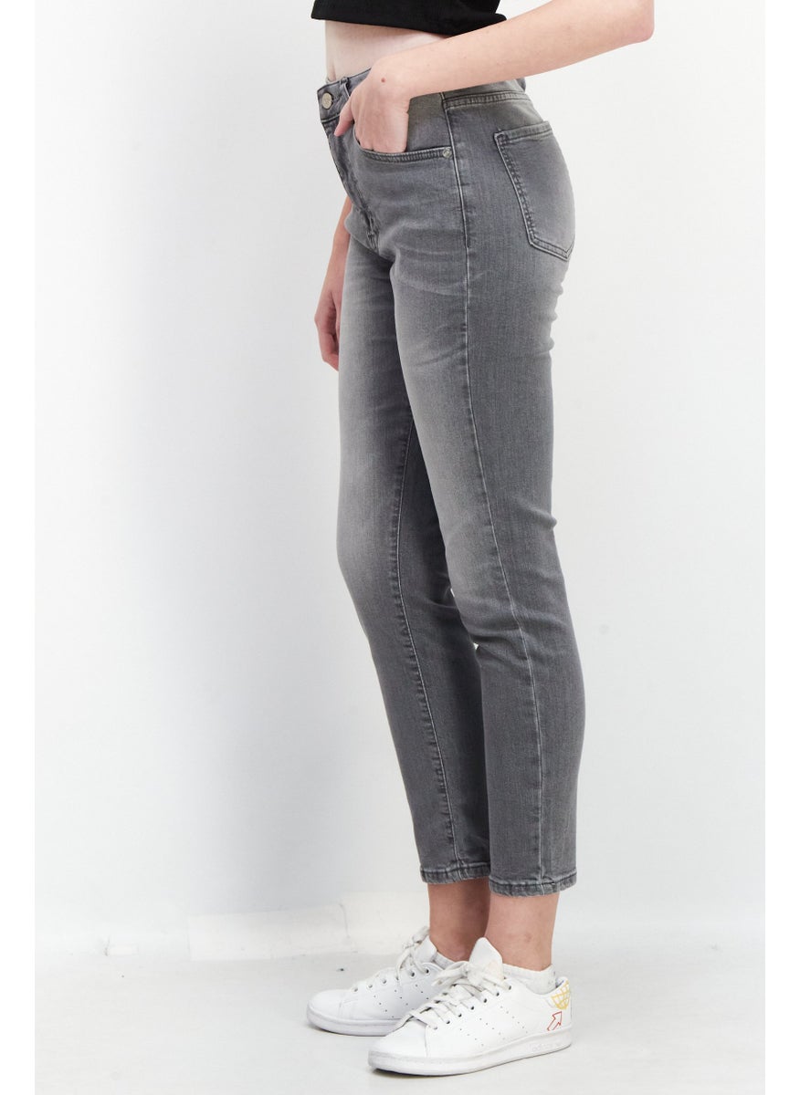 KENDALL + KYLIE - Women Regular Fit Washed Stretchable Jeans, Grey - Image 1