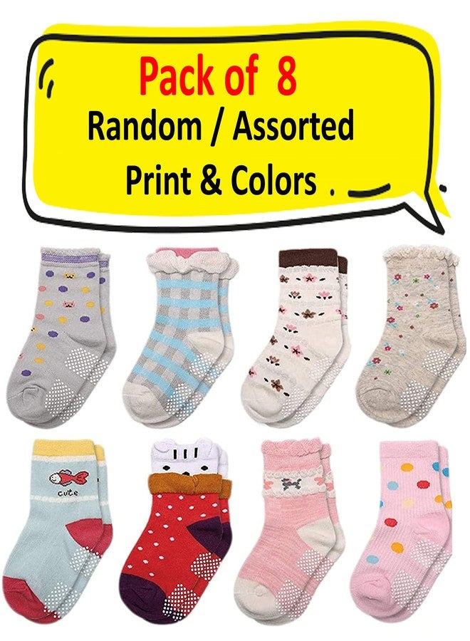 Kidbee Baby 100% Cotton Toddler Baby Girls Non Slip Skid Ankle Socks Grips (12-18 Months, 8 Pairs) - Image 3