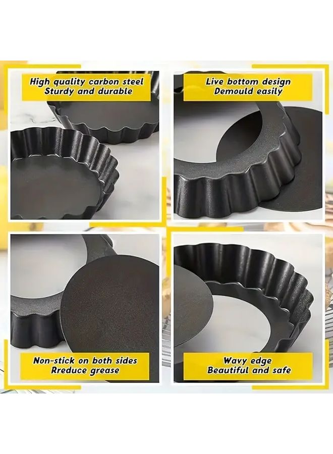 5 قطع أطباق فطائر صغيرة بقاعدة قابلة للإزالة قوالب خَبز غير لاصقة مقاس 3 بوصة - Image 5