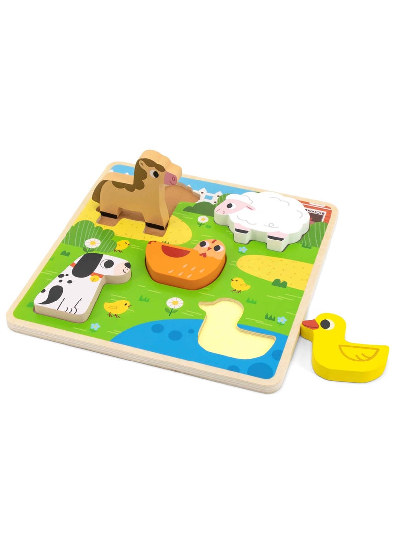 Viga Wooden Farm Animal Puzzle – Montessori Educational Toy for Toddlers - Image 2