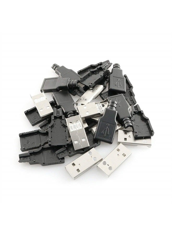Maxmoral 10PCS USB 2.0 Connector A Type Male 4-Pin Plug with Black Plastic Cover DIY Connector - Image 1