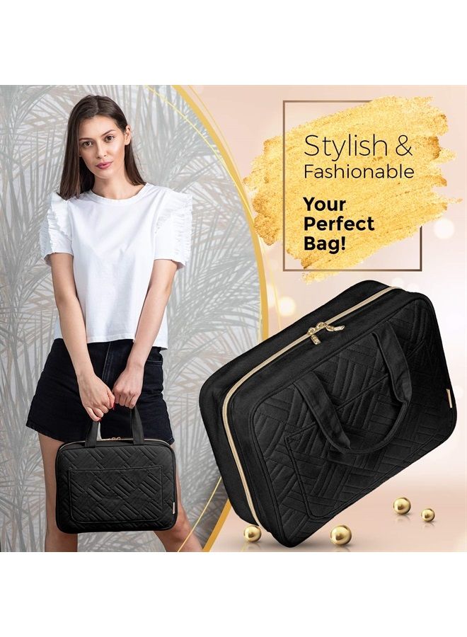 BOACAY Large Hanging Travel Toiletry Bag for Women, Makeup Bag, Bathroom & Shower Organizer Kit for Accessories, Cosmetics, Essentials - Image 3