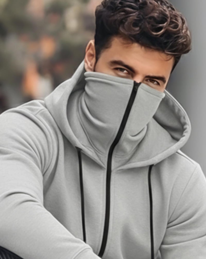 AUSK Men Hooded Sweatshirt for Winter wear with Back Print || Hoodies Grey - Image 5