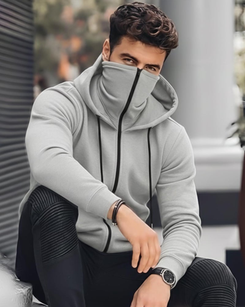 AUSK Men Hooded Sweatshirt for Winter wear with Back Print || Hoodies Grey - Image 2