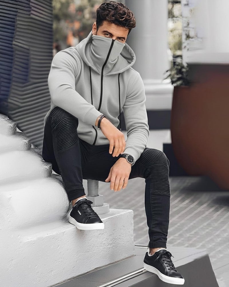 AUSK Men Hooded Sweatshirt for Winter wear with Back Print || Hoodies Grey - Image 4
