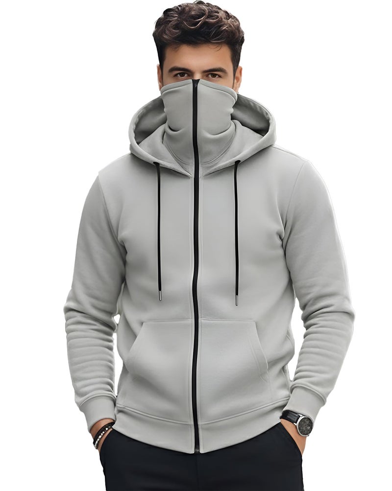 AUSK Men Hooded Sweatshirt for Winter wear with Back Print || Hoodies Grey - Image 1