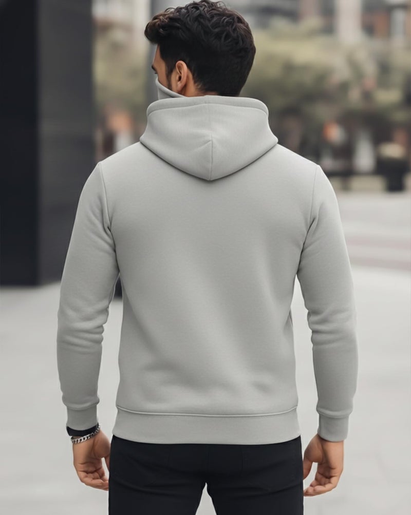 AUSK Men Hooded Sweatshirt for Winter wear with Back Print || Hoodies Grey - Image 3