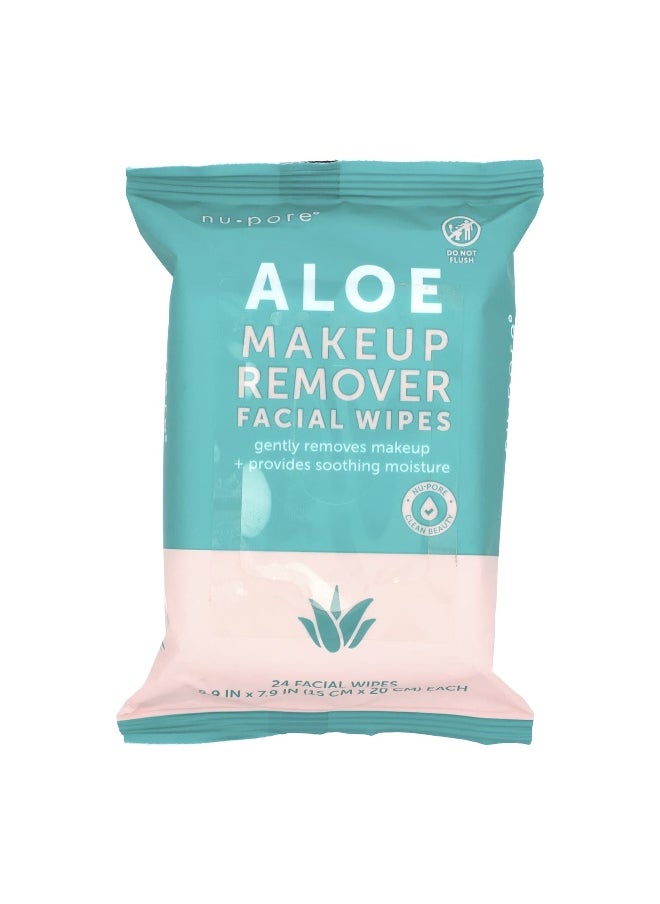 Nu Pore - Nu-Pore, Aloe Makeup Remover Facial Wipes , 24 Wipes - Image 1