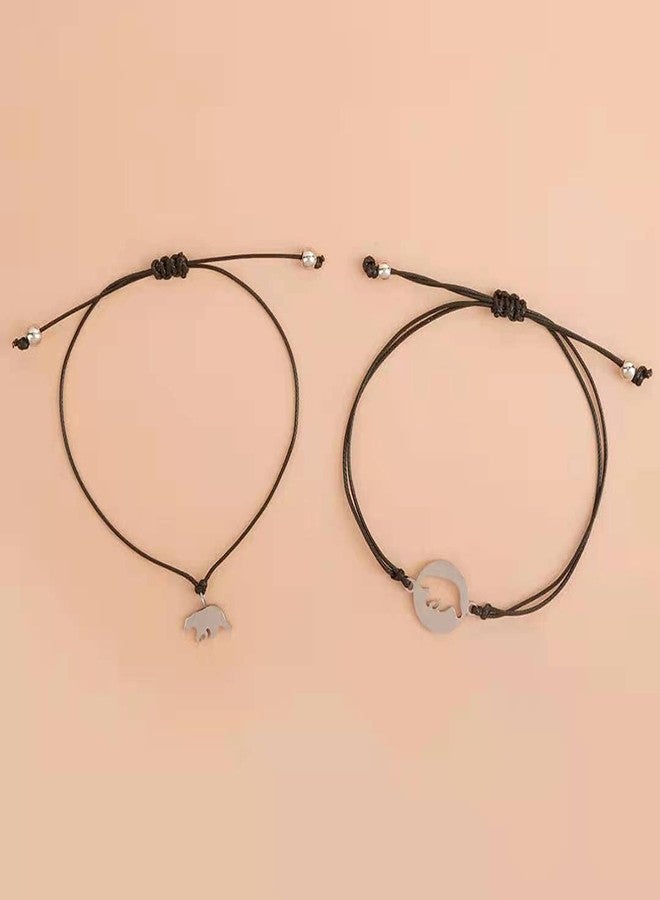 KunBead Women Mama Bear Leather Bracelet set for 2 Mother and Daughter Son Matching Wish Bracelets - Image 4