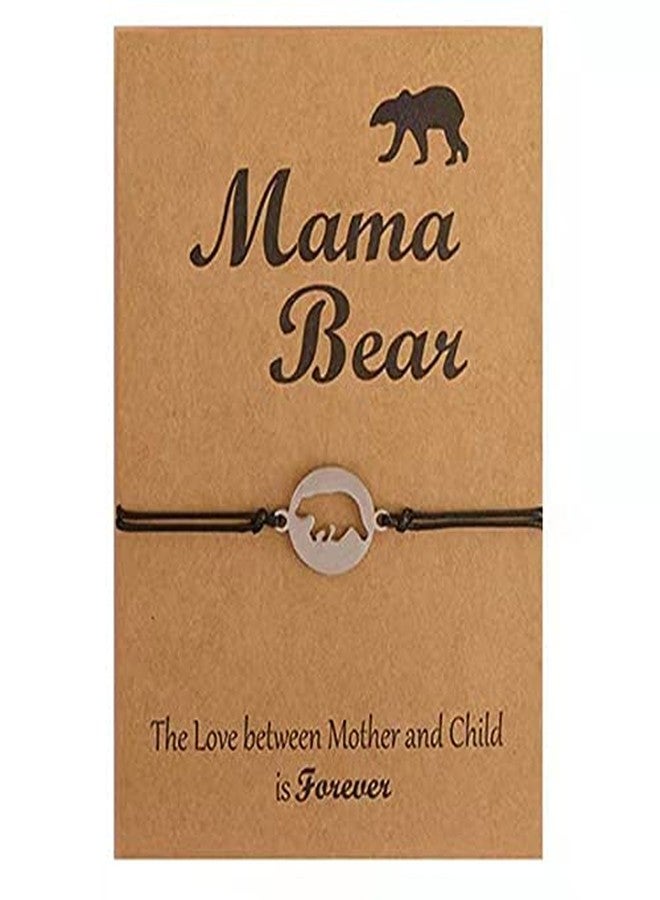 KunBead Women Mama Bear Leather Bracelet set for 2 Mother and Daughter Son Matching Wish Bracelets - Image 3