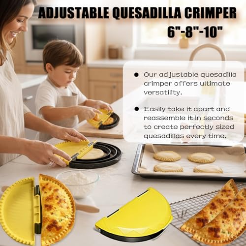 Musibo Tortilla Sealer, 3-in-1 Upgraded Quesadilla Maker with 6", 8", and 10" Fully Removable Presses, a Dish Brush, Adjustable & Detachable Crimper for Burritos, Tacos, Dumplings, Calzones, and Sandwiches. - Image 4