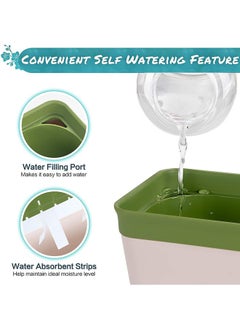 LENND Windowsill Herb Planter Box, Set of 3, Self Watering Plant Pots, 10.5 Inch Rectangular Planter Pots, Decorative Garden Flower Pots for Indoor Plants, Herbs, Vegetables, Flowers  - Image 5