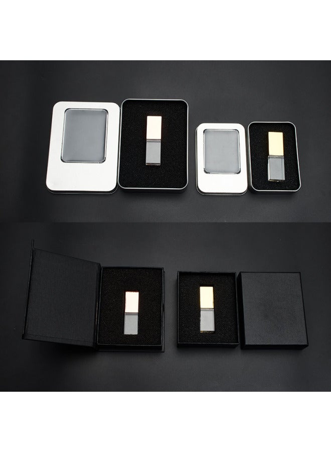 Crystal USB Flash Disk Usb3.0 Luminous Acrylic USB Flash Disk 16G Gift Music Laser Inner Carving Logo32g128g-Color:Gold-Capacity:64GB - Image 5