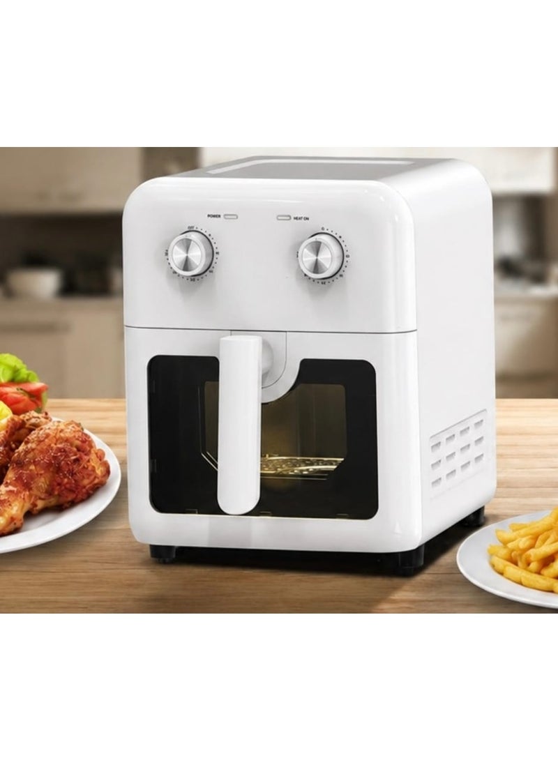 Portable Mini Air Fryer Oven, 2L Compact Oil-Free Electric, 1200W, White - Image 3