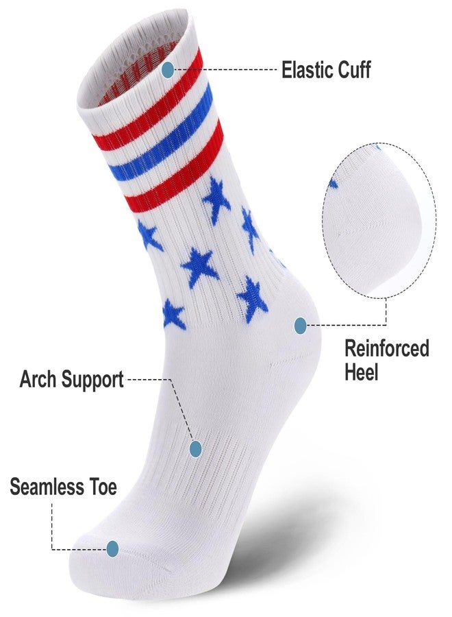 Ultrafun 5 Pairs Striped Crew Socks Cotton Cushioned Athletic Sports Running Socks for Men Women Teens (X-Large, Usa Flag) - Image 4
