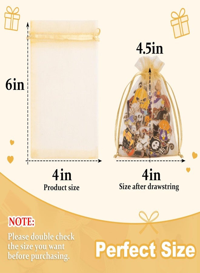 Crweety 50 Pcs, Organza Packaging Bags (Gold, 4 x 6 Inch) - Image 2