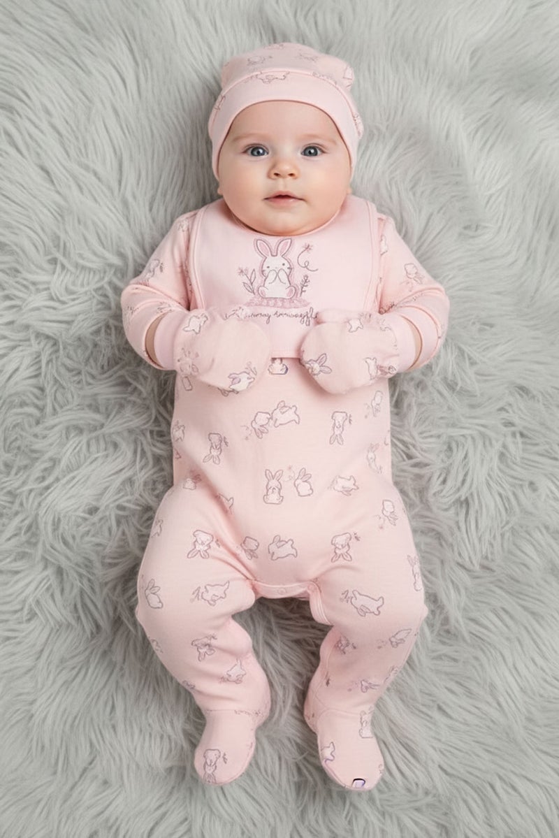 Rock-A-Bye Baby Boutique طقم هدايا معلق مكون من 5 قطع للفتيات الصغيرات، وردي - Image 1