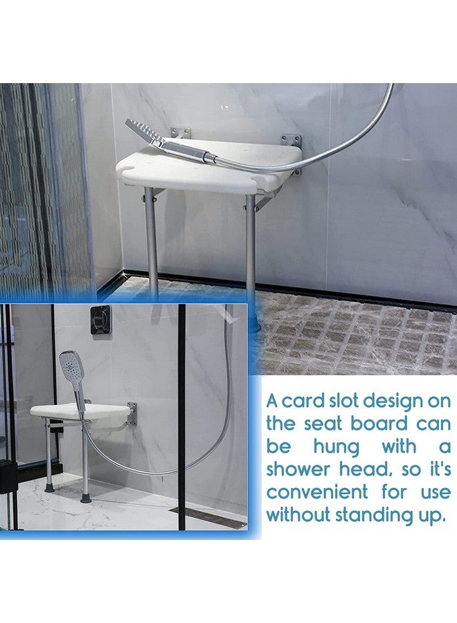 KosmoCare Wall Mounted Shower Bench | Folding Shower Chair | Bathroom Stool Fold Away Shower Seat | Folding Shower Stool with Anti-Slip Rubber Tips for Safety of Seniors & Elderly | - Image 5