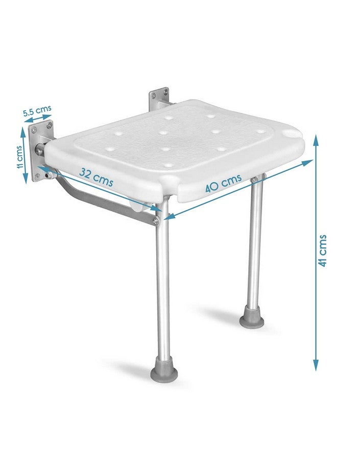 KosmoCare Wall Mounted Shower Bench | Folding Shower Chair | Bathroom Stool Fold Away Shower Seat | Folding Shower Stool with Anti-Slip Rubber Tips for Safety of Seniors & Elderly | - Image 2