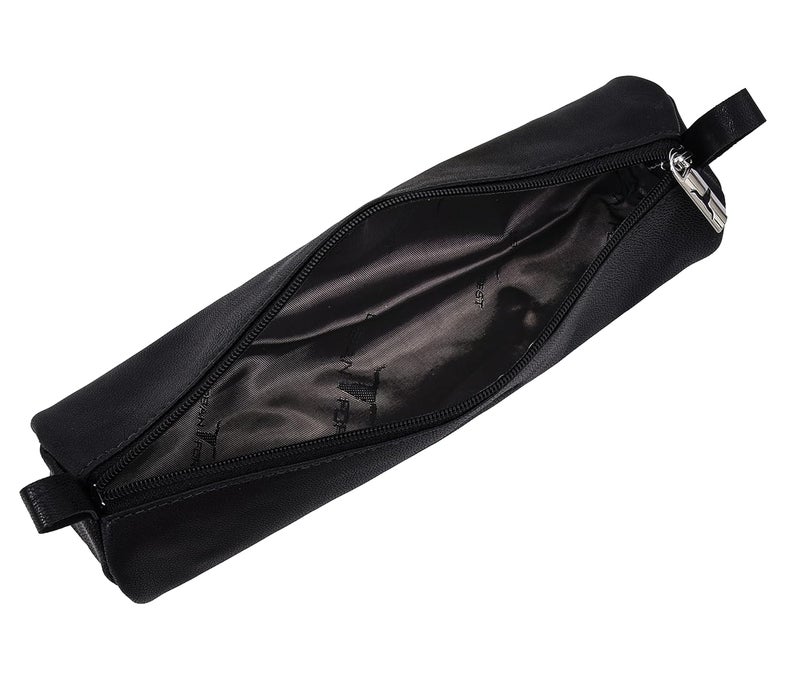 URBANFOREST Leather Toby Black Casual Pencil Pouch | Utility Pouch | Makeup Toiletry Bag | Pencil Case - Image 2