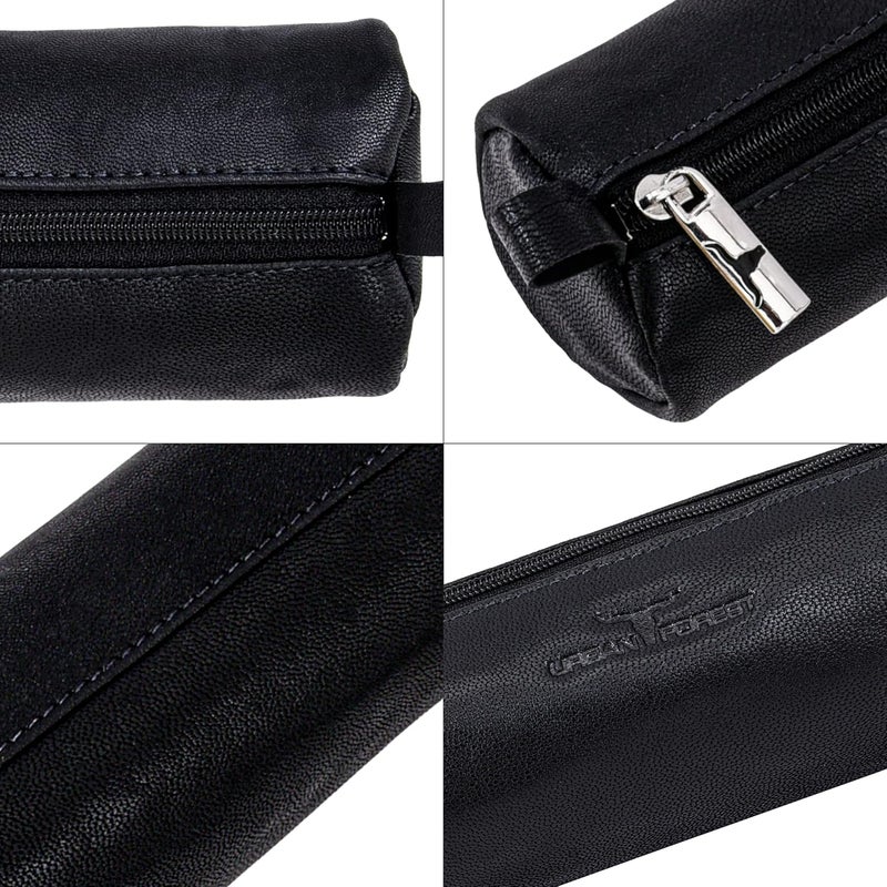 URBANFOREST Leather Toby Black Casual Pencil Pouch | Utility Pouch | Makeup Toiletry Bag | Pencil Case - Image 4