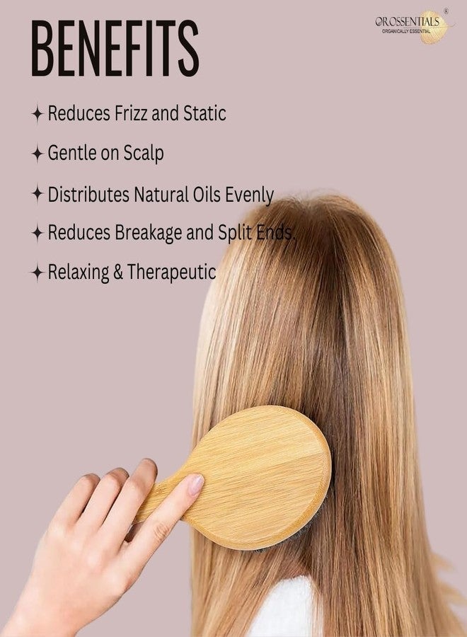 OROSSENTIALS Wooden hair brush for Women & Men - Bamboo wooden Paddle hair brush for men women Curly hair - Bamboo Wooden brush for hair growth with flat paddle brush comb - Image 2