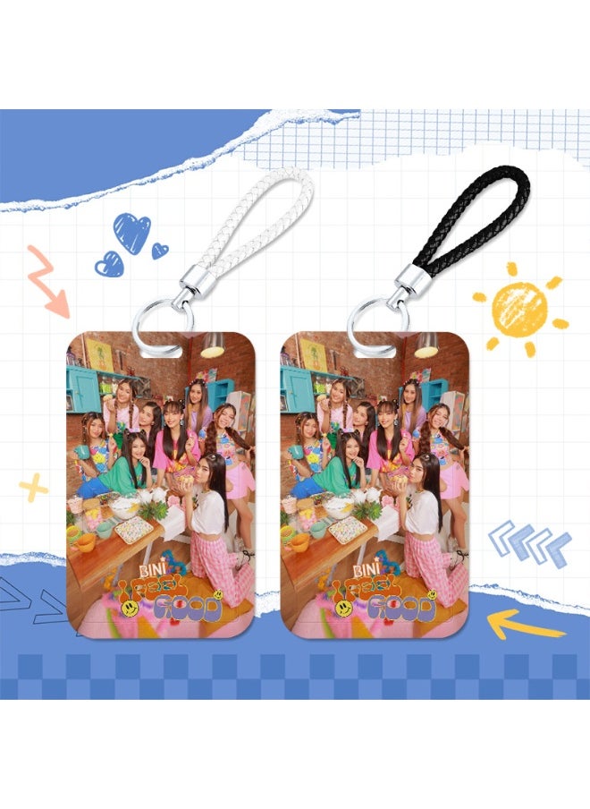NIBEMINENT 1 - Piece BINI Kpop Photo Card Holder Pendant Key Chain ID Badge Holder ID Card Holder Photo Card Protector for School ID Office ID Access Card for Women Girls 