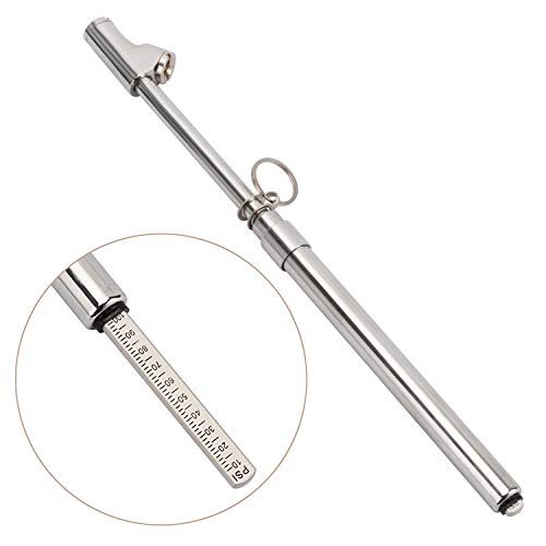 MEASUREMAN مقياس ضغط الإطارات الثقيل مزدوج الرأس للشاحنات، جسم نحاسي صلب، انزلاق ألمنيوم، مع خطاف، نطاق 10-150psi - Image 1