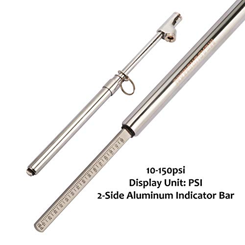 MEASUREMAN مقياس ضغط الإطارات الثقيل مزدوج الرأس للشاحنات، جسم نحاسي صلب، انزلاق ألمنيوم، مع خطاف، نطاق 10-150psi - Image 2