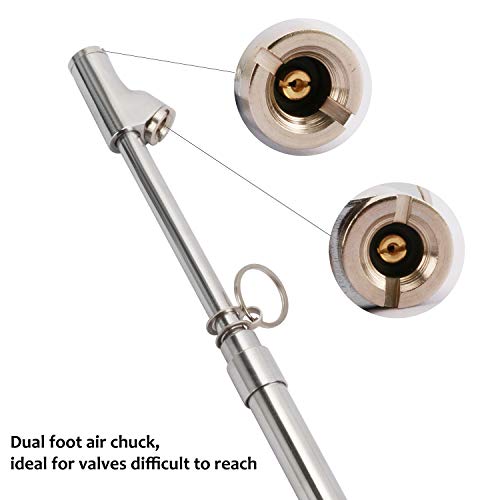 MEASUREMAN مقياس ضغط الإطارات الثقيل مزدوج الرأس للشاحنات، جسم نحاسي صلب، انزلاق ألمنيوم، مع خطاف، نطاق 10-150psi - Image 3