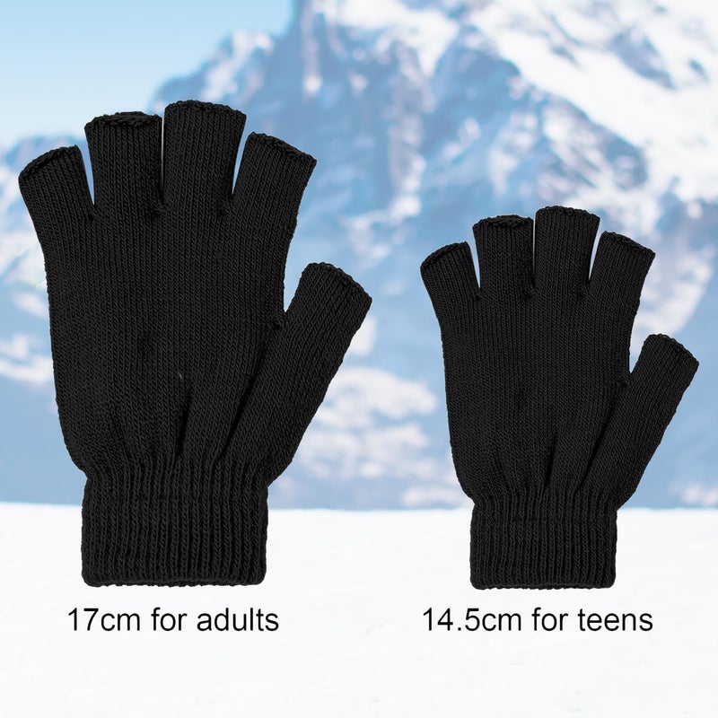 Cooraby 2 Pairs Unisex Warm Half Finger Gloves Winter Fingerless Gloves (L for Adults, M for Teens, S for Kids) - Image 2