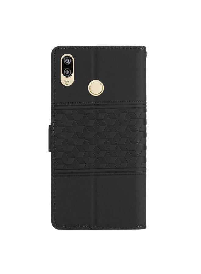 Zaboon Case For Huawei P20 Lite Diamond Embossed Skin Feel Leather Phone Case with Lanyard - Image 3