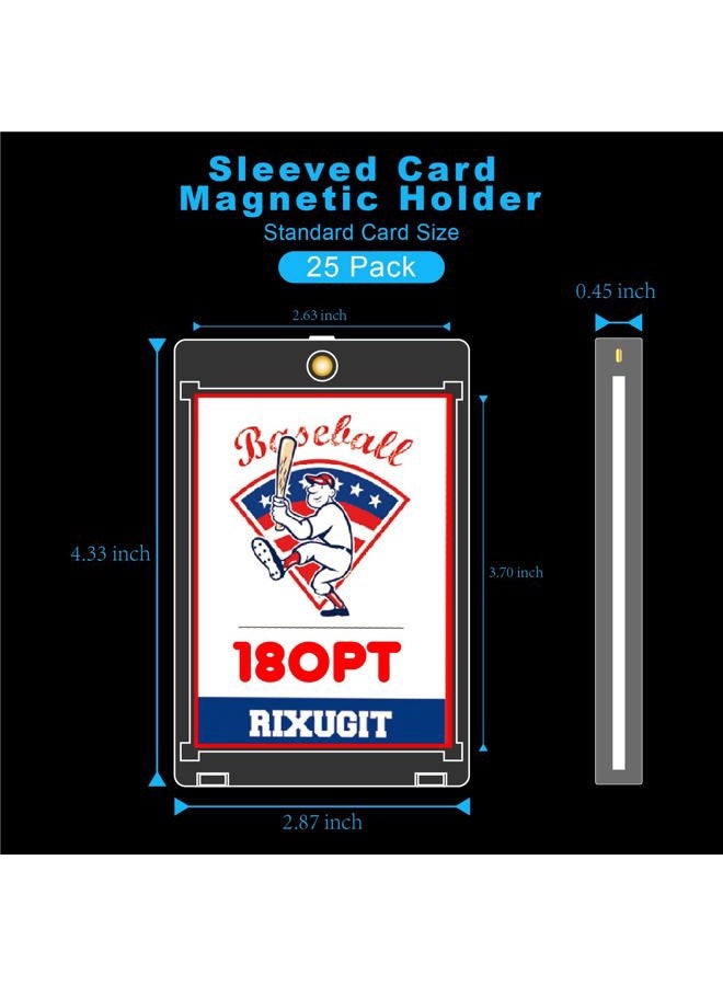 RIXUGIT 25-Pack One Touch Magnetic Card-Holder - 180pt Sleeved Card Holders for Sports Game Baseball Cards, Collectible Trading Card Case Business Card Holders, UV Protection, Inner Dimension: 2.64 "x 3.7" - Image 2