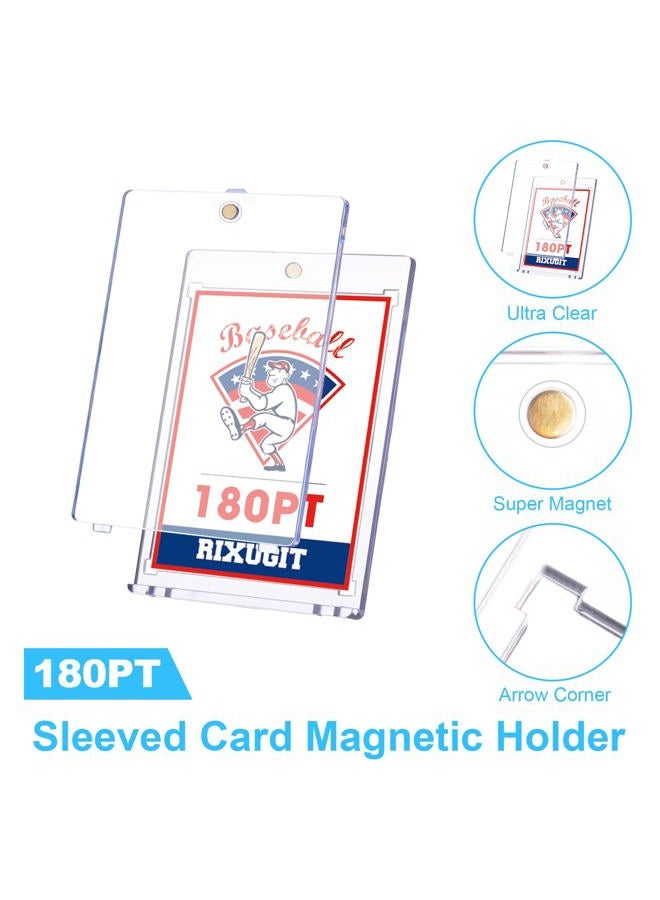 RIXUGIT 25-Pack One Touch Magnetic Card-Holder - 180pt Sleeved Card Holders for Sports Game Baseball Cards, Collectible Trading Card Case Business Card Holders, UV Protection, Inner Dimension: 2.64 "x 3.7" - Image 3