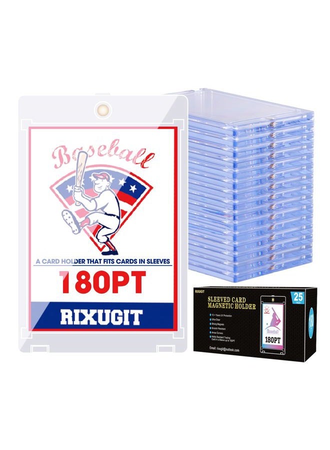 RIXUGIT 25-Pack One Touch Magnetic Card-Holder - 180pt Sleeved Card Holders for Sports Game Baseball Cards, Collectible Trading Card Case Business Card Holders, UV Protection, Inner Dimension: 2.64 "x 3.7" - Image 1