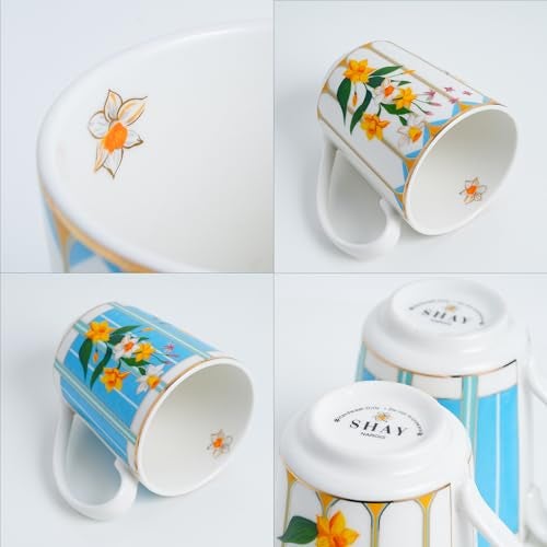 Shay Ceramic Coffee Mug Set, Set of 6, 300ml, Nargis | Medium Mug | Glossy Finish | Porcelain Coffee Cup Set | Ceramic Cup (Nargis Mug, Set of 6) - Image 4