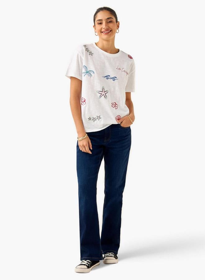 لي كوبر تيشيرت لي كوبر مطرز بياقة دائرية وأكمام قصيرة - Image 2