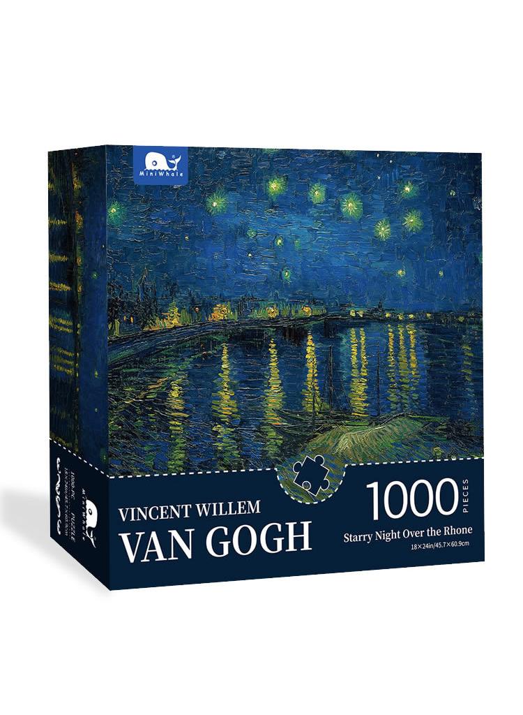 MiniWhale Van Gogh Puzzle 1000 Pieces For Adult Kids Starry Night Over the Rhone Large Difficult Art Puzzle Famous Painting Gift for Teens Educational Toy For Kids - Image 1