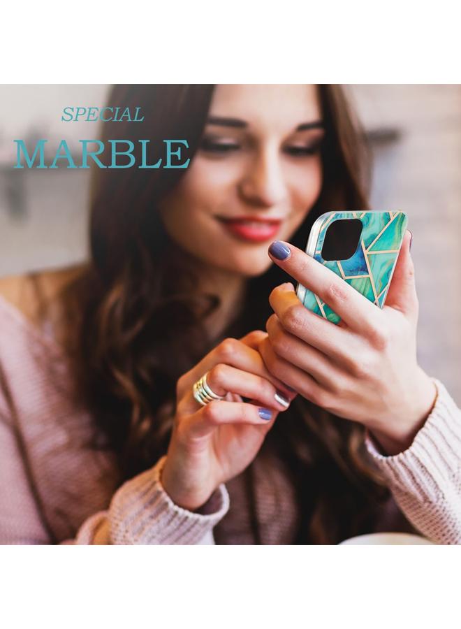 Zaboon Case For iPhone 13 mini Electroplating Splicing Marble Flower Pattern Dual-side IMD TPU Shockproof Case - Image 3