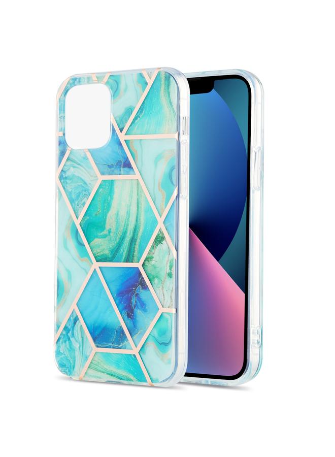 Zaboon Case For iPhone 13 mini Electroplating Splicing Marble Flower Pattern Dual-side IMD TPU Shockproof Case - Image 1