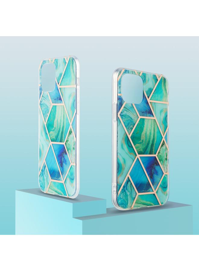 Zaboon Case For iPhone 13 mini Electroplating Splicing Marble Flower Pattern Dual-side IMD TPU Shockproof Case - Image 2